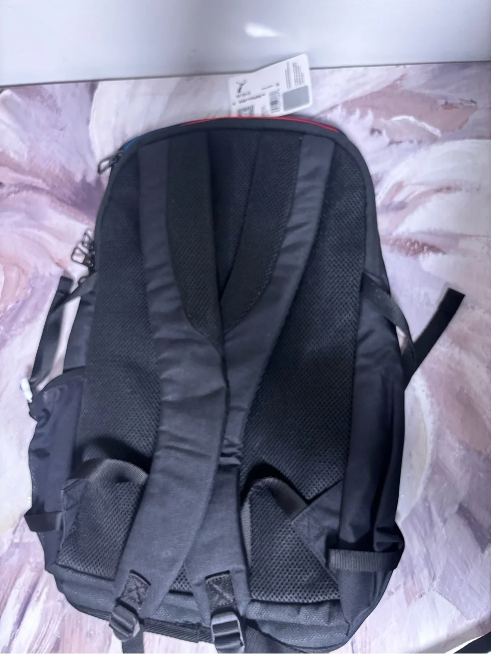 BMW Black Backpack with White Zipper Accent